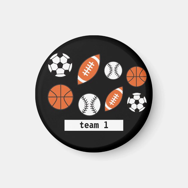 Four Funny Sports Balls Magnet (Front)