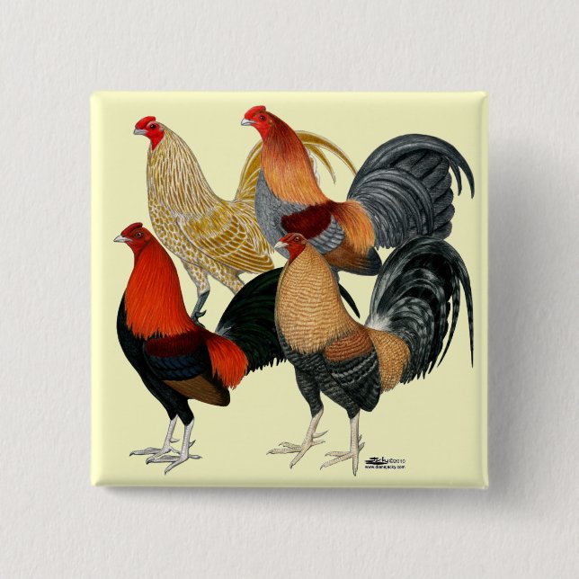 Four Gamecocks Button (Front)