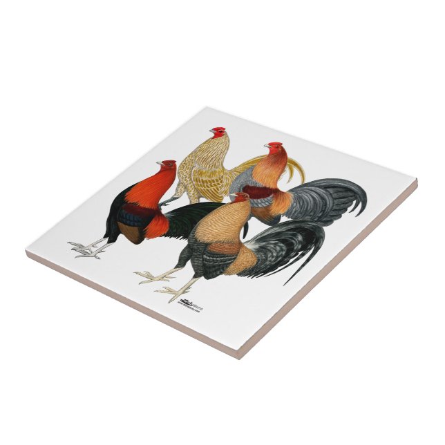 Four Gamecocks Ceramic Tile (Side)