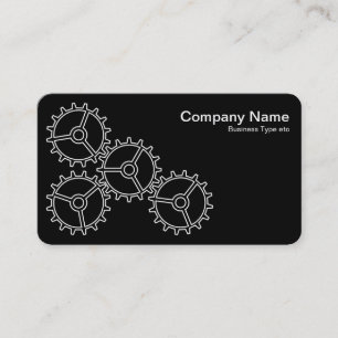 Four Gears II - White on Black = Gray Back Business Card