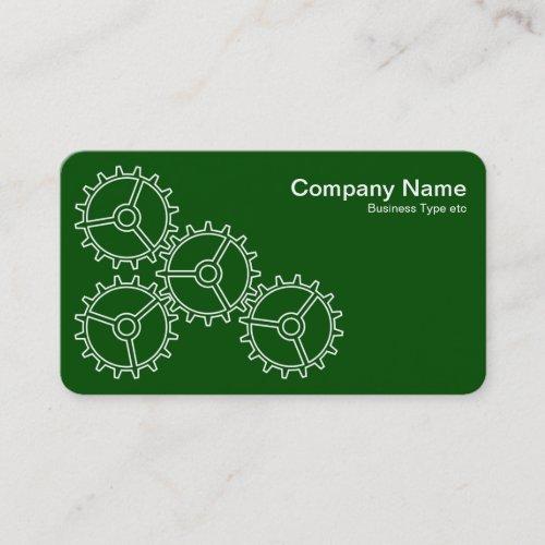 Four Gears II _ White on Dark Green _ Gray Back Business Card