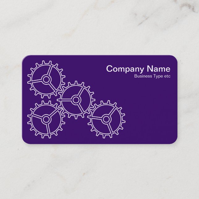 Four Gears II - White on Deep Purple - Gray Back Business Card (Front)