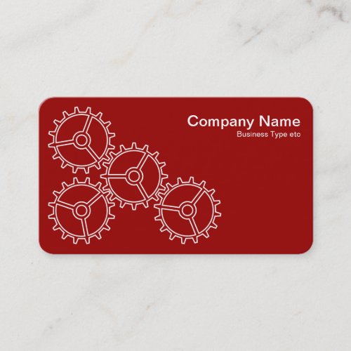 Four Gears II _ White on Ruby Red _ Gray Back Business Card