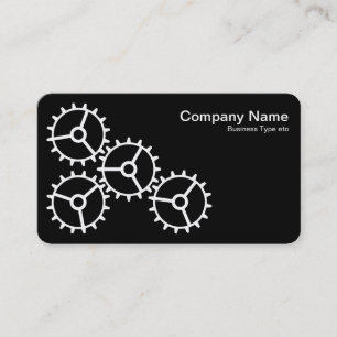 Four Gears III - White on Black - Gray Back Business Card