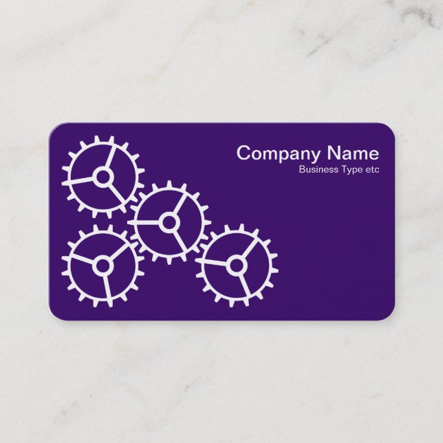 Four Gears III - White on Deep Purple - Gray Back Business Card (Front)