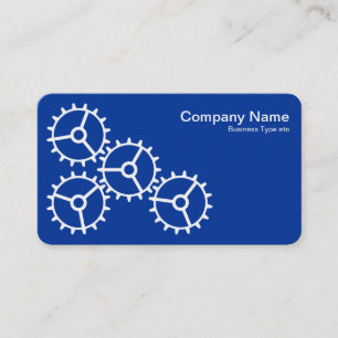 Four Gears III - White on Navy Blue - Gray Back Business Card