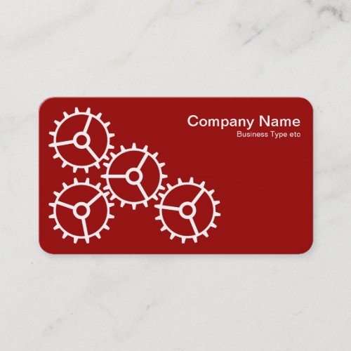 Four Gears III _ White on Ruby Red _ Gray Back Business Card