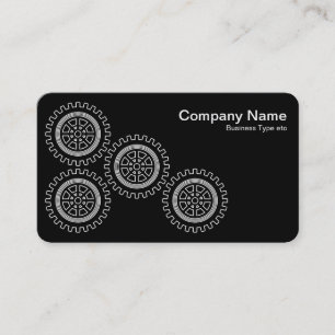 Four Gears - White on Black - Gray Back Business Card
