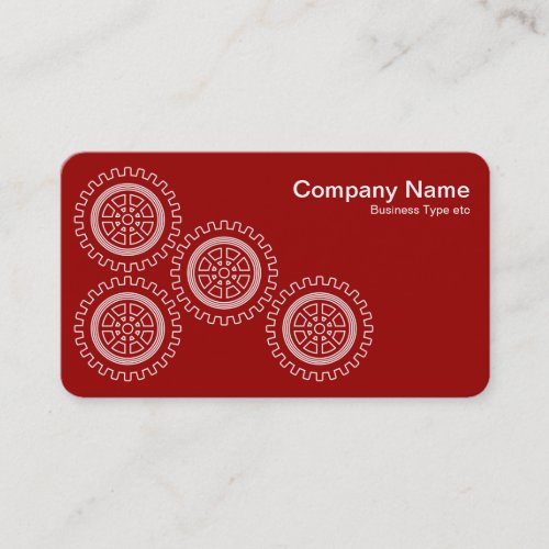 Four Gears _ White on Ruby Red _ Gray Back Business Card