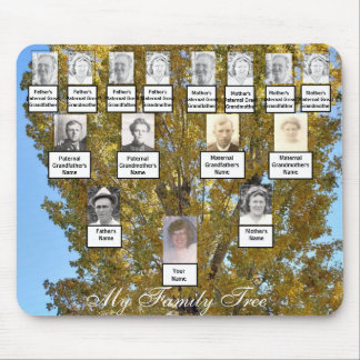 Four Generation Golden Autumn Family Tree Photos Mouse Pad