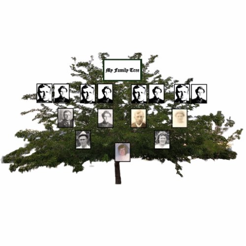 Four_Generation Photo Green Leaf Family Tree Cutout