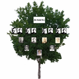 Four-Generation Stylized Green Leaf Family Tree Cutout