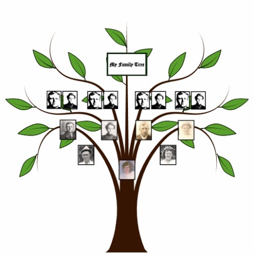 Four_Generation Whispy Digital Photo Family Tree Cutout