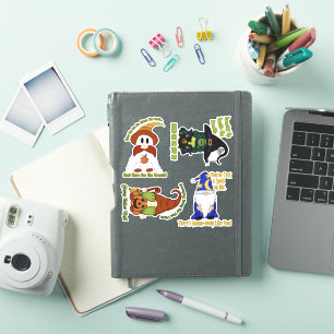 Four Gnome-O-Ween Pun Stickers