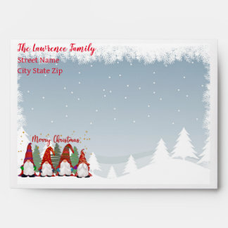 Four Gnomes in the Snow at Christmas  Envelope