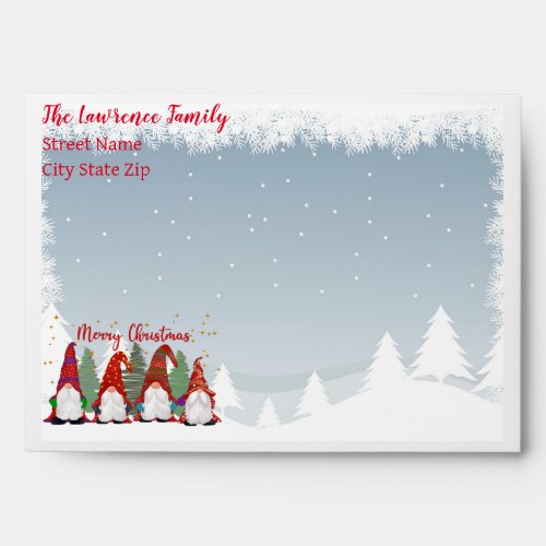 Four Gnomes in the Snow at Christmas  Envelope