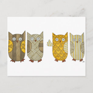 Four Gold Owls Postcard