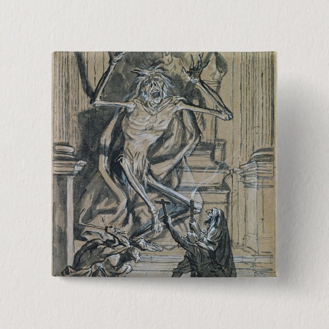 Four Grave Robbers awaken a Ghost Pinback Button (Front)