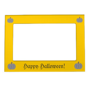 Four Gray Pumpkins, orange lights Magnetic Frame