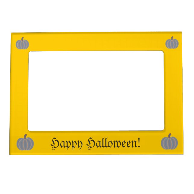 Four Gray Pumpkins, orange lights Magnetic Frame (Front)