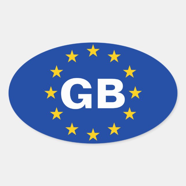 FOUR Great Britain "GB" European Union Flag Oval Sticker (Front)