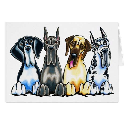 Four Great Danes Cards (Front Horizontal)