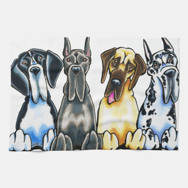 Four Great Danes Kitchen Towel (Horizontal)