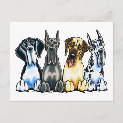 Four Great Danes Postcard