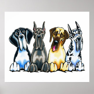 Four Great Danes Poster