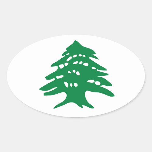 FOUR Green Lebanon Cedar Tree Oval Sticker