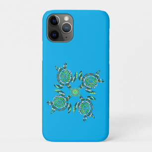 Four Green Turtles Dot Art, iPhone 11 Pro Case