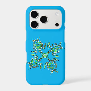 Four Green Turtles Dot Art, iPhone 17 Pro Case