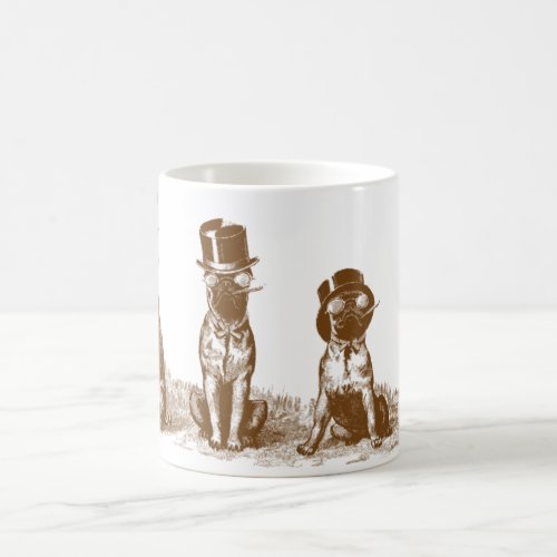 Four Grumpy Hipster Bull Dogs Vintage Sepia Art Coffee Mug