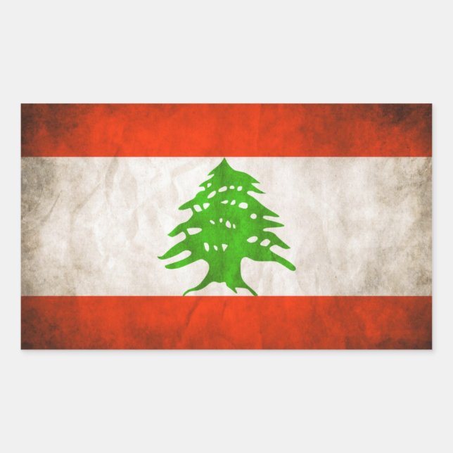 FOUR Grungy Lebanon Flag Rectangular Sticker (Front)