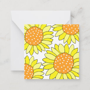 Four Hand Drawn Yellow Orange Sunflowers Note Card