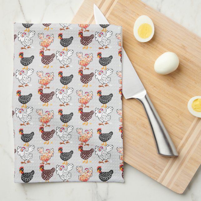 Four happy hens kitchen towel (Quarter Fold)