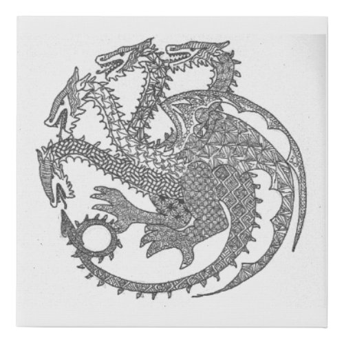 Four Headed Dragon Faux Canvas Print