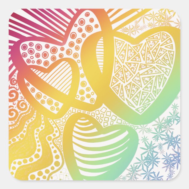 Four Heart Colorful Sticker (Front)