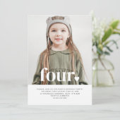 Four Heart Photo First Birthday Invitation  (Standing Front)