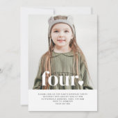 Four Heart Photo First Birthday Invitation  (Front)