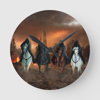 Four Horsemen Of The Apocalypse Round Clock by customvendetta at Zazzle