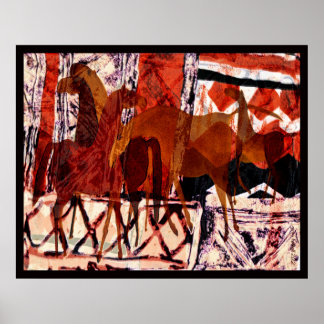 Four Horses Collage Poster