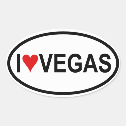 Four I heart Vegas Oval Sticker