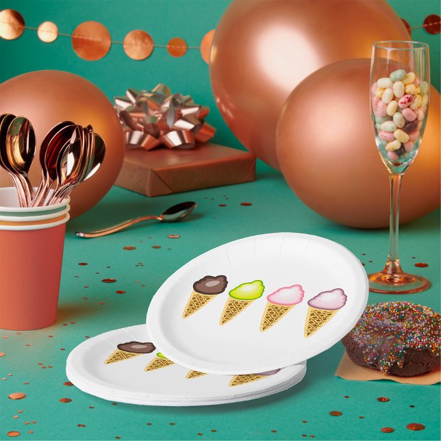 Four Ice Creams Paper Plates (Creator Uploaded)
