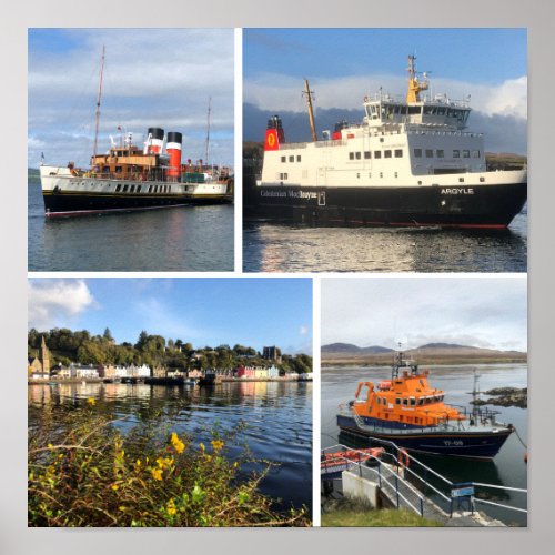 Four Image Poster of Scottish Boats  Scenery