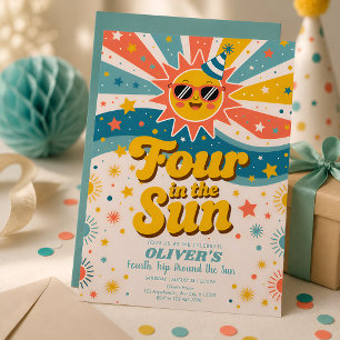 Four In The Sun Sunshine 4th Birthday Invitation
