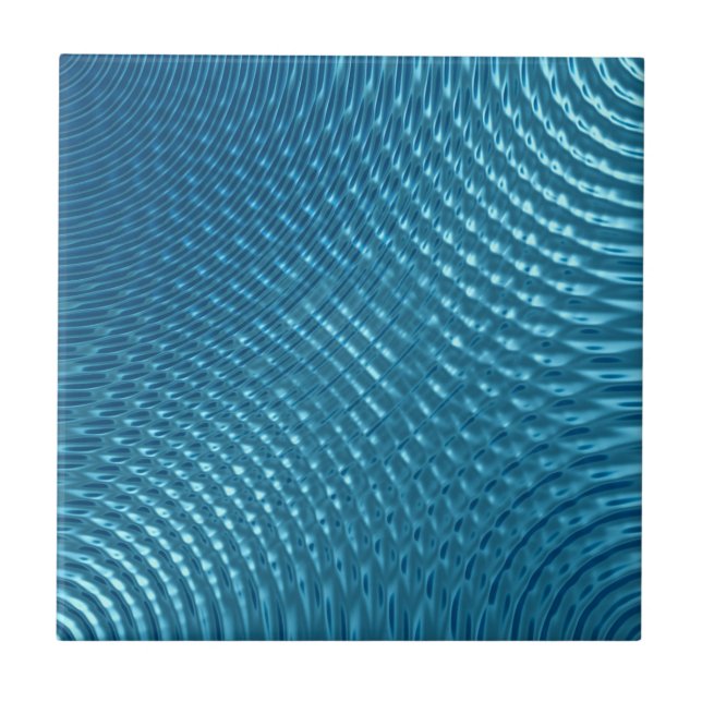 Four interfering blue metallic waves ceramic tile (Front)