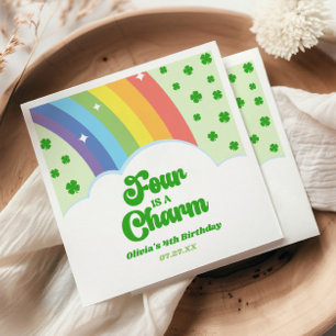 Four Is A Charm Rainbow 4th Birthday Party Napkins