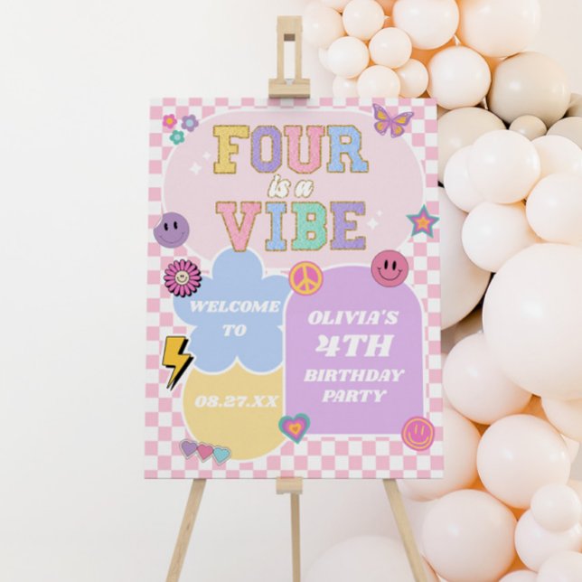 Four Is A Vibe 4th Birthday Party Welcome Sign (Creator Uploaded)