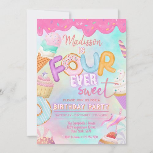 four is so sweet invitation